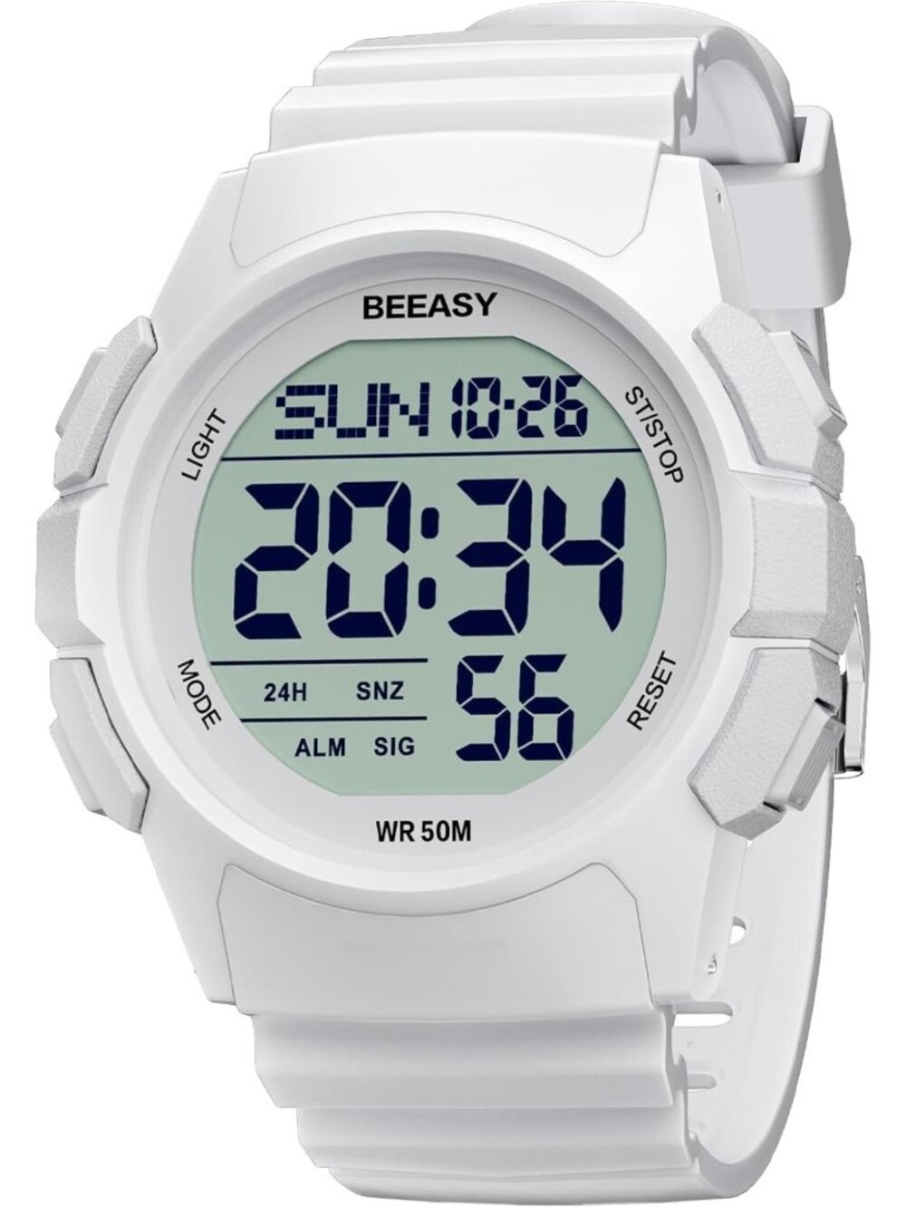 Men's Digital Sports Watch - 50M Waterproof, Rubber Strap, Stopwatch, Alarm